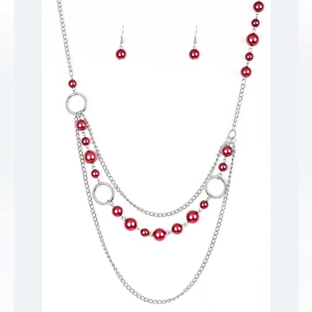 Radiate Royalty With Our Red Princess Gemstone Earring And Necklace Set